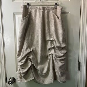 Flax Cream Ruched Midi Skirt